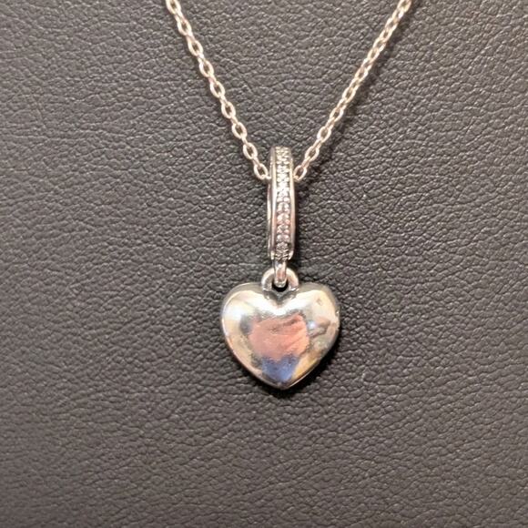 Genuine PANDORA 'I Love My Mom' Heart Locket Dangle Sterling CZ Charm Necklace - Picture 4 of 8